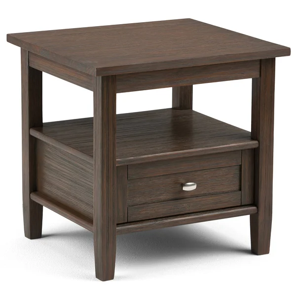 Simpli Home Warm Shaker End Table in Farmhouse Brown