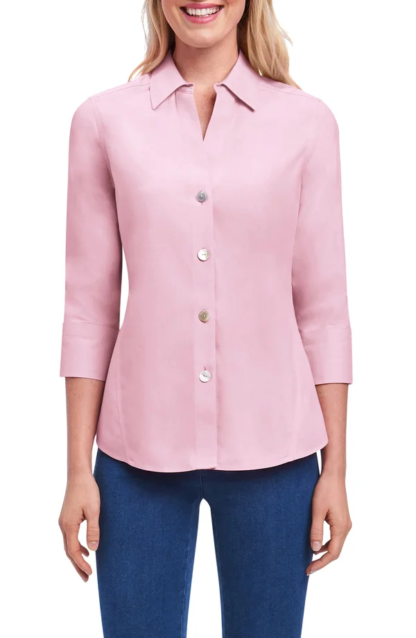 Foxcroft Paityn Non-Iron Cotton Shirt - Pink - 12