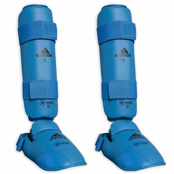 Adidas WKF Shin and Instep Guards - Blue Adult Small