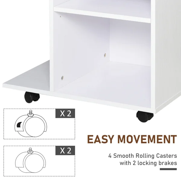 Vinsetto Printer Table Desk, Rolling Cart Stand with Wheels, Adjustable Shelf, Drawer and CPU Stand - Black