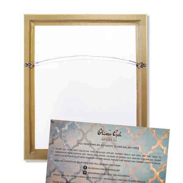 Oliver Gal Abstract Wall Art Framed Canvas Prints 'Vita Loqui by Tiago Magro' Paint - Blue - Pink - 54 x 36 - Gold