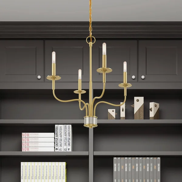 Livex Lighting 51324-12 Lisbon 4-Light Mini Chandelier, Satin Brass