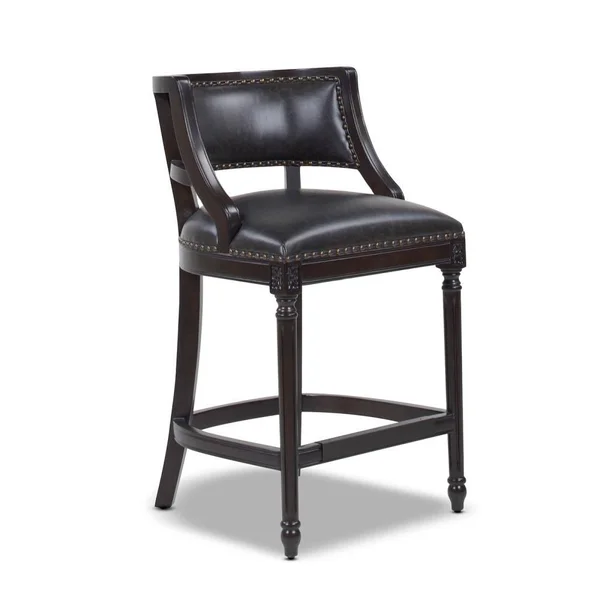 Jennifer Taylor Home Paris 26 inch Farmhouse Counter Height Bar Stool Vintage Black Brown Faux Leather