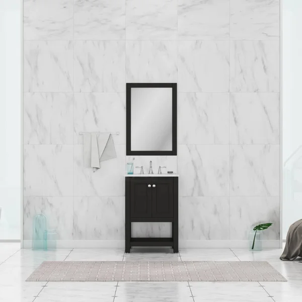 Alya Bath Wilmington 24x22 Bathroom Vanity with Marble Top, Espresso