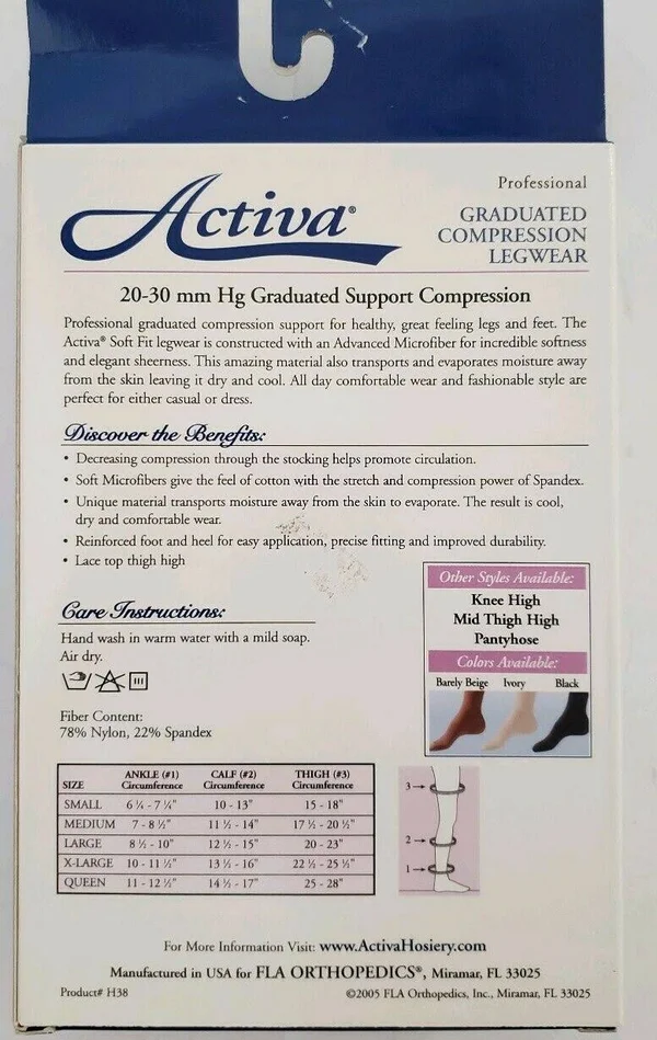 Activa Soft Fit Graduated Therapy Thigh High Lace Top Pair H3814