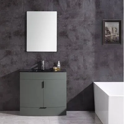 Boettcher 36x22 Single Bathroom Vanity Set Longshore Tides Base Finish: Pewter Green