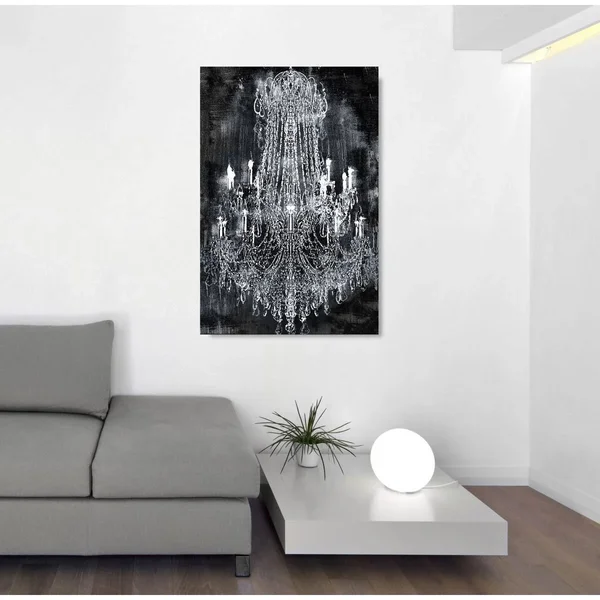 Oliver Gal &Crushed Velvet Chandelier& Fashion and Glam Wall Art Canvas Print - Black, White (16 x 24)