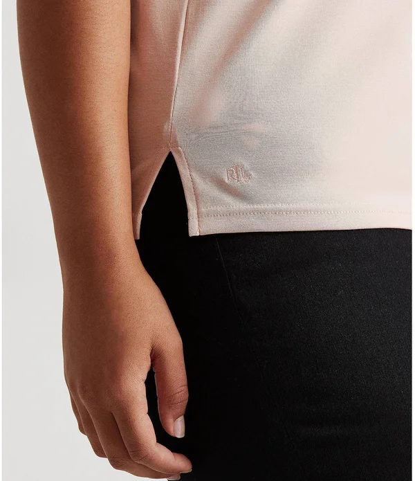 Lauren Ralph Lauren Plus Size Cotton-Blend Boatneck Top - Pale Rose