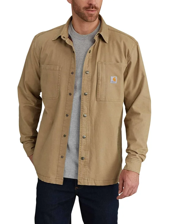 Carhartt Men's Rugged Flex Rigby Shirt Jacket - 2XT, Dark Khaki