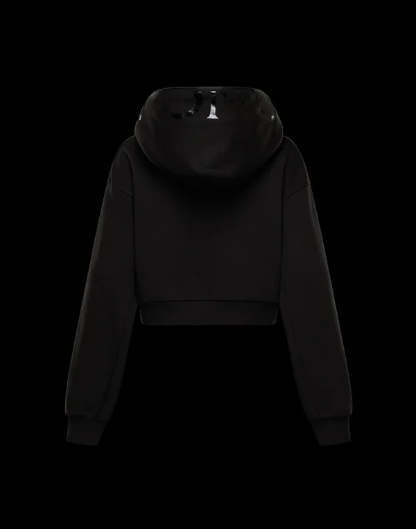 Moncler, Cotton-blend Cropped Hoodie, Women, Black, XL, Tops