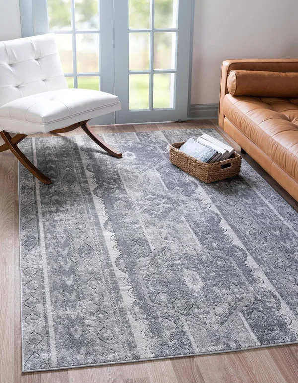 Unique Loom 3147195 5 x 8 ft. Depoe Portland Rectangular Rug Gray