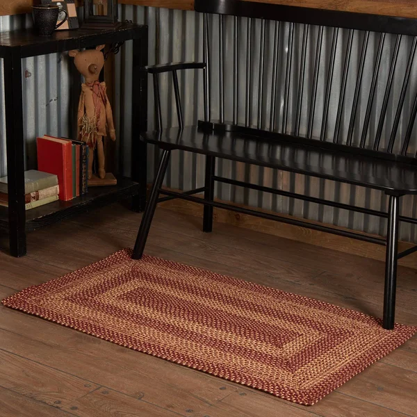 VHC Brands Burgundy Tan Jute Rug