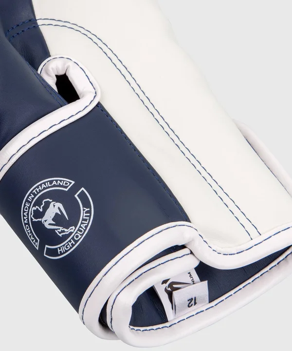 Venum Elite Boxing Gloves - White/Navy Blue 12 oz