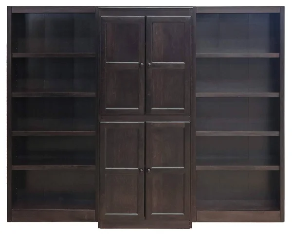 15 Shelf Bookcase Wall with Doors, 72 inch Tall, Espresso Finish - Concepts in Wood WKT3072-E