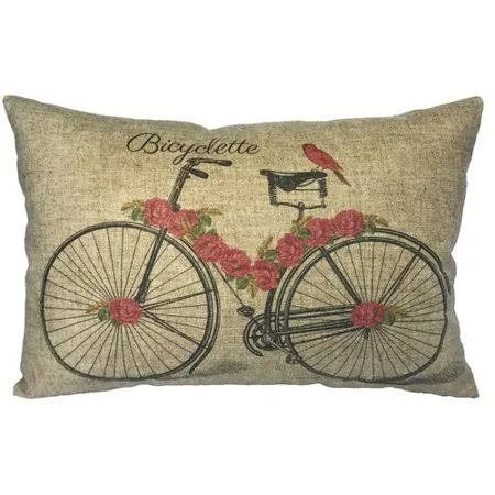 August Grove Callender Bicycle Linen Lumbar Pillow - Beige