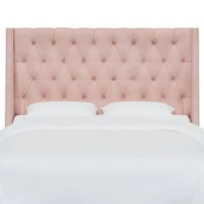 Aydin Upholstered Wingback Headboard Gold Flamingo Size: Twin - Color: Blush