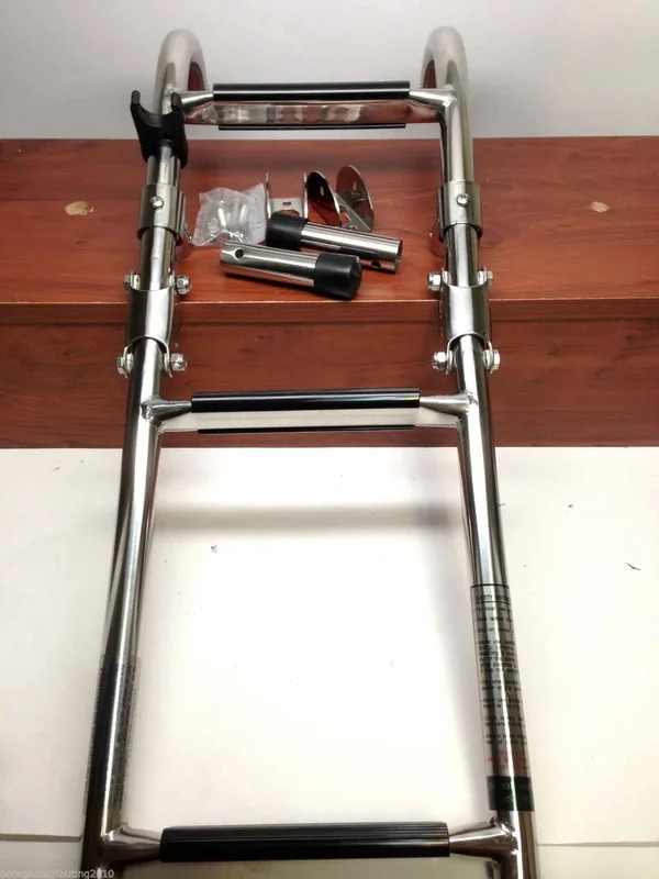 Pactrade Marine Boat Three Steps Foldable Ladder, Stainless Steel, Luxury