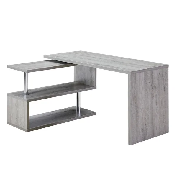 Home Beyond Mulhouse 78 in. L-Shaped Grey Manufactured Wood Computer Desk with Reversible Design