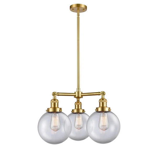 Innovations 207-SG-G202-8 Large Beacon 3 Light Chandelier in Satin Gold