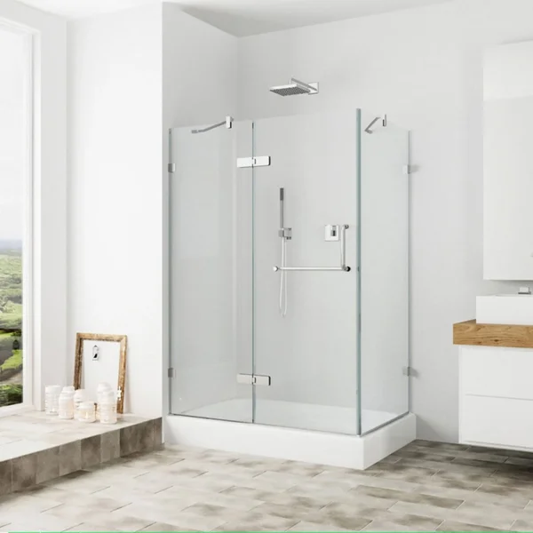 VIGO Monteray 32 x 40 Frameless .375-in. Clear Glass/Chrome Hardware Shower Enclosure with Left Base