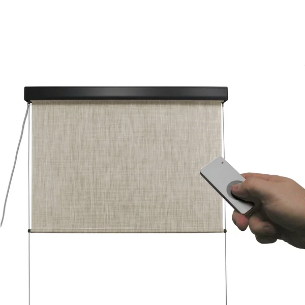 Keystone Fabrics Valanced Motor-Operated Outdoor Shade, 6-ft x 8-ft, Caribbean