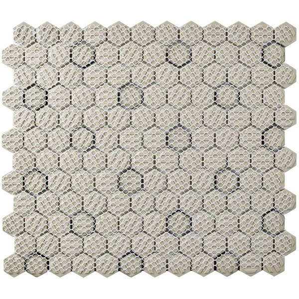 SomerTile Victorian Hex Porcelain Floor and Wall Tile - Matte White/Black Dot - 10 pack