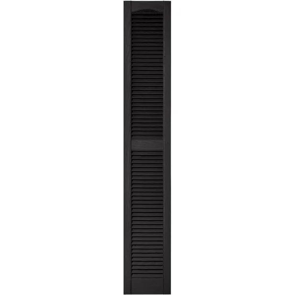 Builders Edge 12 in. x 72 in. Louvered Vinyl Exterior Shutters Pair in Black