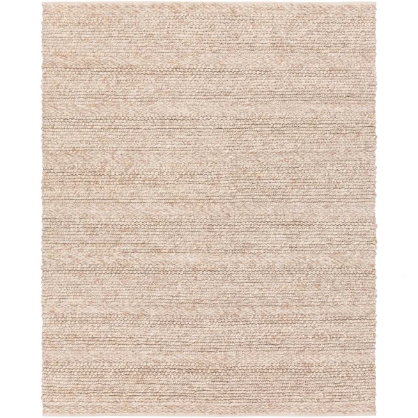 Hand-Woven Casual Solid Beige Bedford Wool Area Rug - 2& x 3& Brown