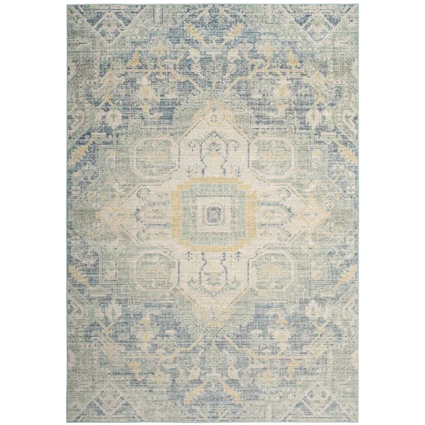 Safavieh WDS329J Windsor Blue, Lime Area Rug - 4& x 6&