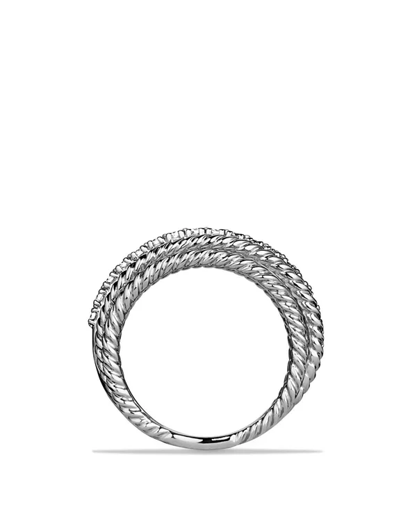 David Yurman Crossover Wide Ring with Diamonds - White/Silver