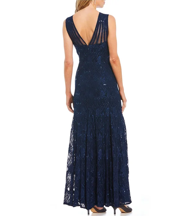 Womens Ru0026M Richards Sleeveless Mermaid Gown 16 Champagne