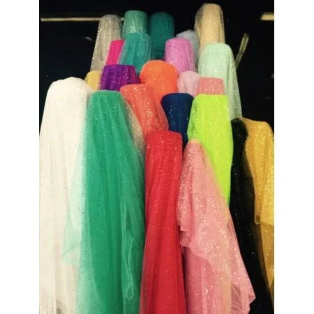 Tablecloth Market 60 inch Wide Glitter Mesh Sequins Tulle Fabric by Yard Craft Decoration Wedding - (Color: Silver - Yards: 100 Y