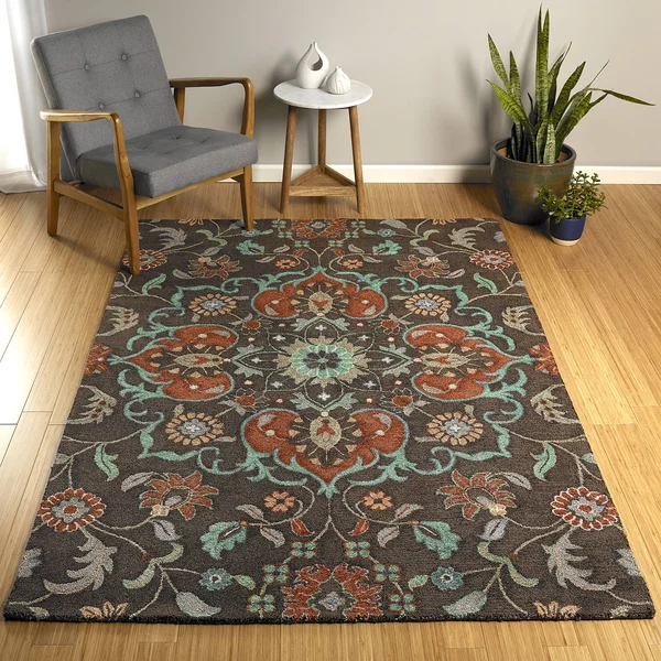 Kaleen Zocalo ZOC04-40 Chocolate Rug - 5 ft x 7 ft