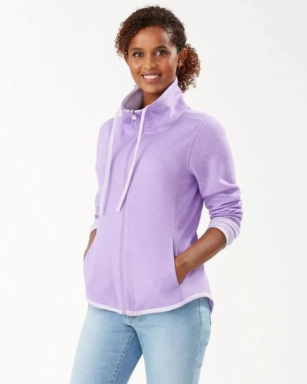 Tommy Bahama Women's Sun Fade Flipside Full-Zip Sweatshirt - Spring Lavender - Size L