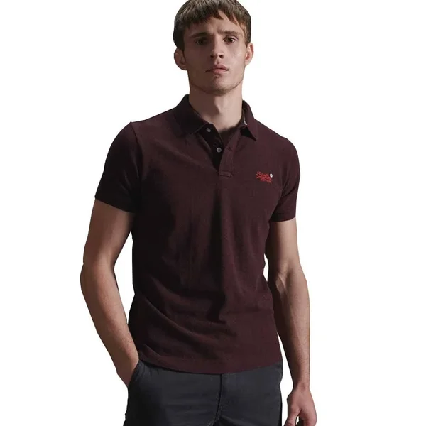 Superdry Organic Cotton Classic Pique Polo Shirt - Red - Polo Shirts