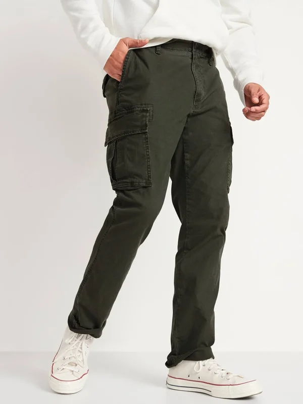 Old Navy Men's Straight Lived-In Built-in Flex Khaki Cargo Pants - Ancient Forest - Size 36W