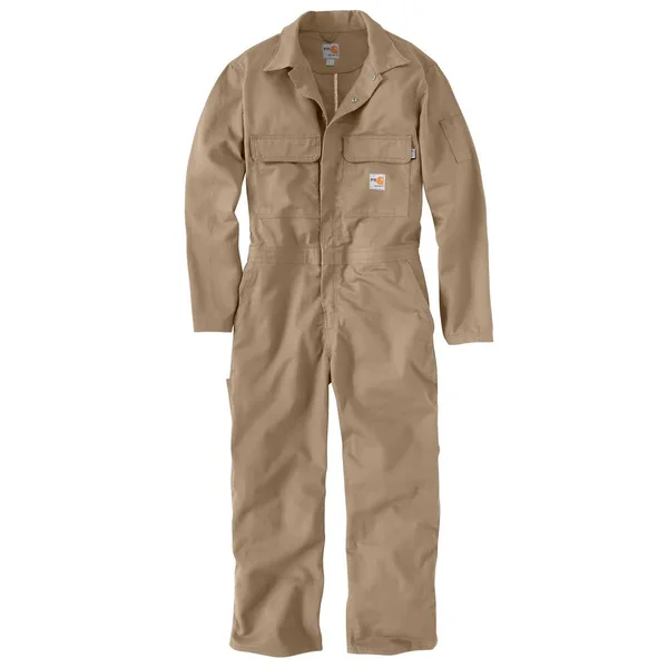 Carhartt Men's Flame Resistant Traditional Twill Coverall - 50 Tall - Khaki