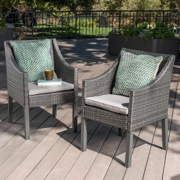 Christopher Knight Home Antibes Outdoor Wicker Dining Chairs with Cushions by, Brown