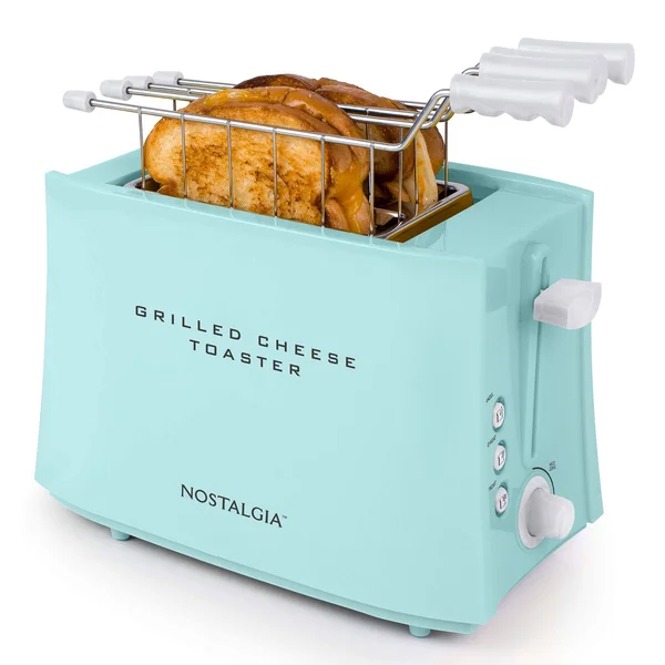 Nostalgia TCS2AQ Grilled Cheese Easy-Clean Toaster Baskets and Adjustable Toasting Dial Aqua