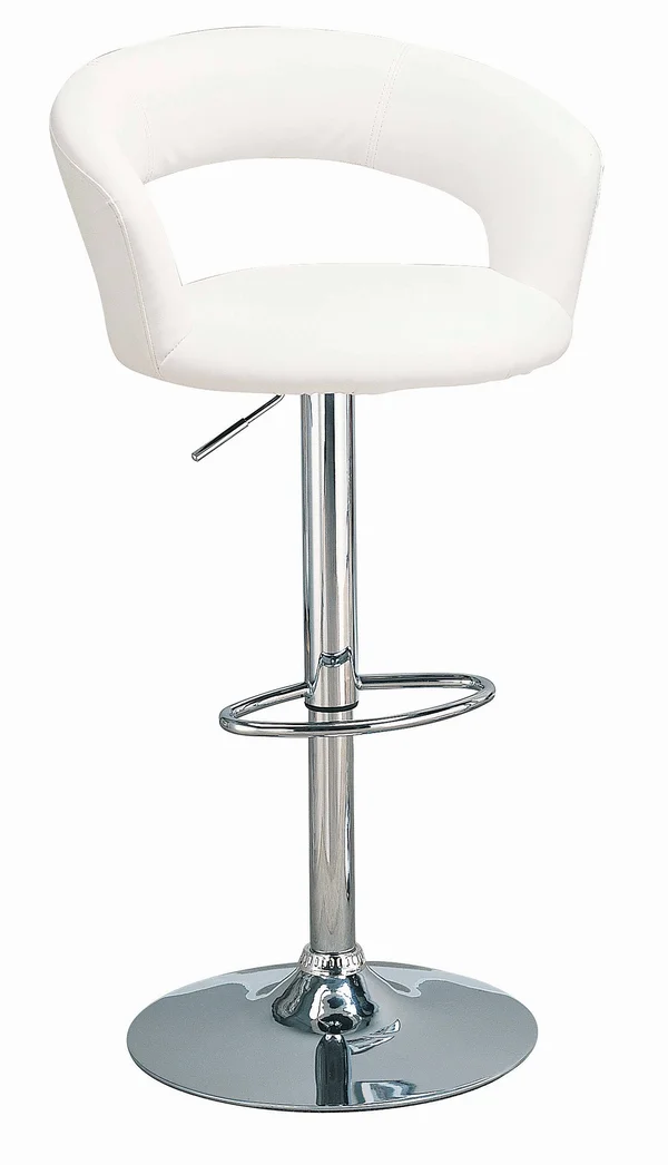 Coaster Low Back Upholstered Bar Stool With Adjustable Height, White/Chrome