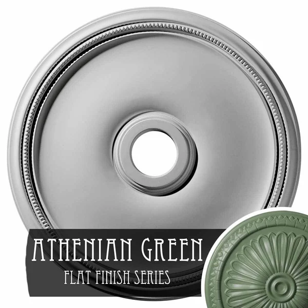 24x22OD x 3 5/8x22ID x 1 3/4x22P Theia Ceiling Medallion (Fits Canopies Up to 6 3/4x22) - Hand-Painted Athenian Green