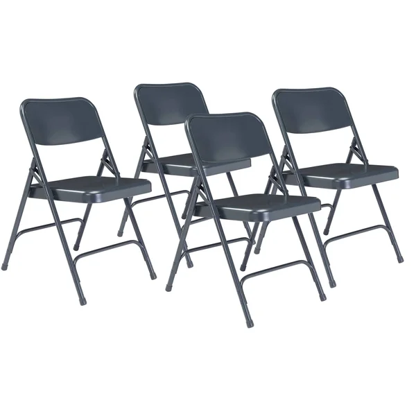 Set of 4 Premium All Steel Folding Chairs Blue - Hampton Collection