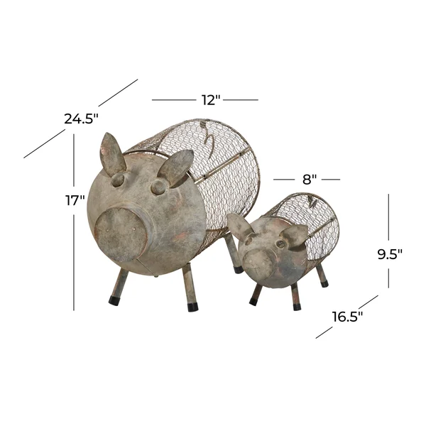 ( Set of 2 ) Brown Metal Farmhouse Planter, 26