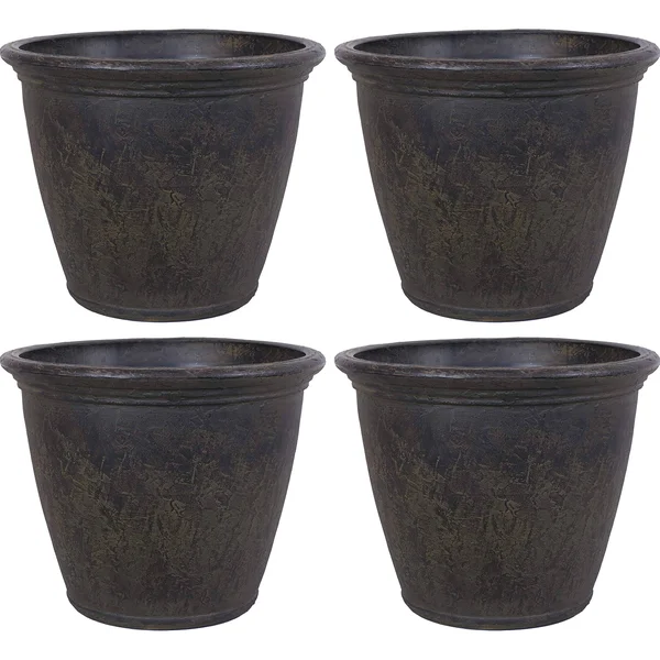 Sunnydaze Anjelica Outdoor Flower Pot Planter - Sable Finish - 24-Inch - 4-Pack