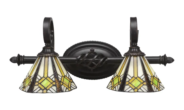 Toltec Lighting Elegante 2-Light Bath Bar in Dark Granite Finish with Tiffany Glass Shade, Size: Cone