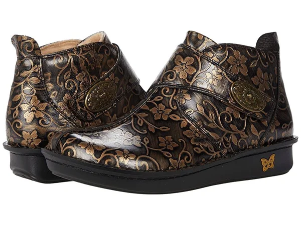 Alegria Caiti Rustic Print Leather Ankle Boots - 41(10.5/11M)