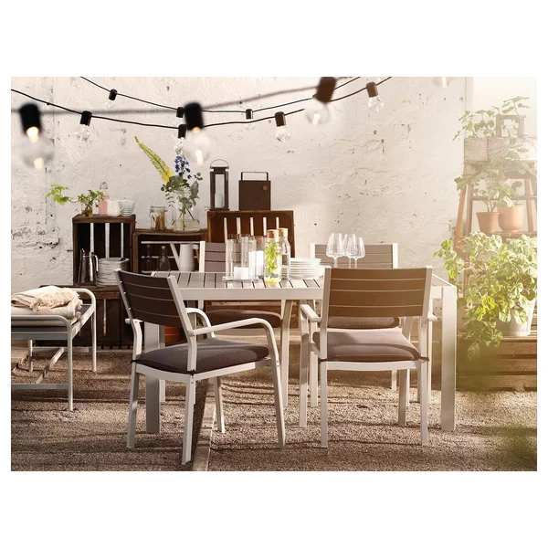 IKEA - SJ腖LAND Table and 4 Armchairs, Outdoor, SJ腖LAND Dark gray/Fr鰏鰊/Duvholmen Dark Gray, 61 1/4x35 1/4
