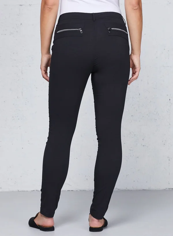 Gail Curvy High Waisted Zip Detail Pants, Khaki, L, Best Women's Travel Clothing