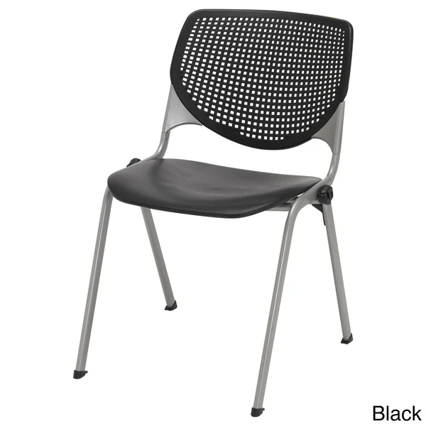KFI Kool Series Polypropylene Stack Chair with Perforated BACK, White Finish