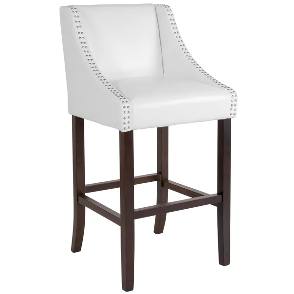 Lancaster Home 2 Pk. 30x22 High Transitional Barstool with Accent Nail Trim - 20x22W x 22x22D x 42x22H - Light Grey Fabric